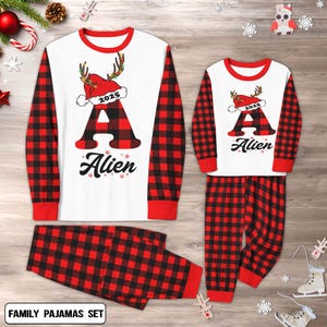 Custom Christmas Family Name 2025 Matching Pajamas, Family Christmas Matching Shirt, Alphabet Pajamas, Personalized Adult Pajamas