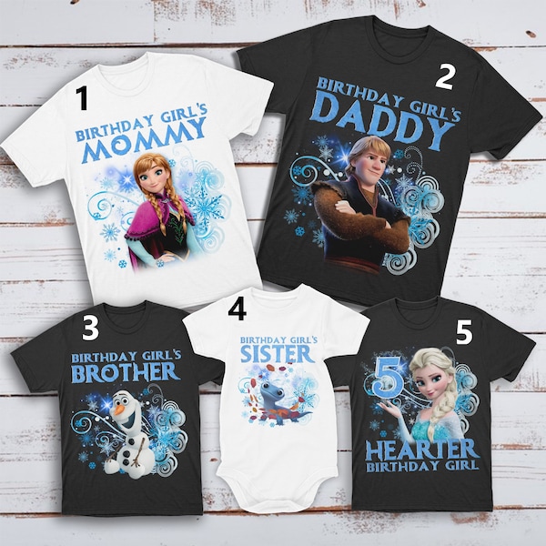 Personalized Frozen Birthday Matching Shirt, Customized Elsa Anna Kristoff Olaf Birthday T-Shirt, Princess Birthday Theme, Party Outfit RE