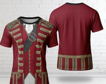 Red Captain Suit Costume 3D Shirt, Captain Pirate Magic Movie Halloween Costume Cosplay, Villain Captain Family Vacation Matching Shirt