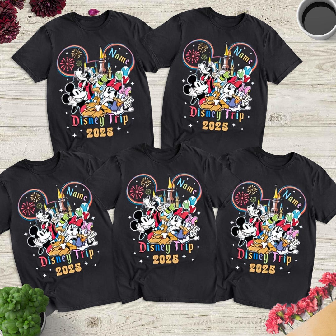 Custom Family Trip Mickey and Minnie 2025 Shirt, Mickey Minnie Pluto