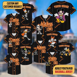 Custom Mickey Mouse Halloween Collection Baseball Jersey, Custom Disney Halloween Jersey Team, Birthday Gift For Fans, Goofy Matching Jersey