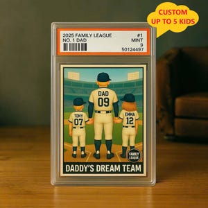 Style carte à collectionner de baseball pour papa et enfants, plaque personnalisée en bloc acrylique, cadeau pour la fête des pères, figurine personnalisée pour la famille, bloc acrylique