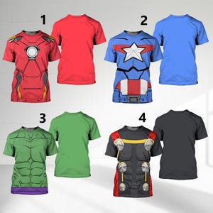 Superhero Team Costume 3D T-Shirt, Marvelous Hero Cosplay Party, Halloween Costume For Family Group T Shirt, Superhero Trip Matching Tee
