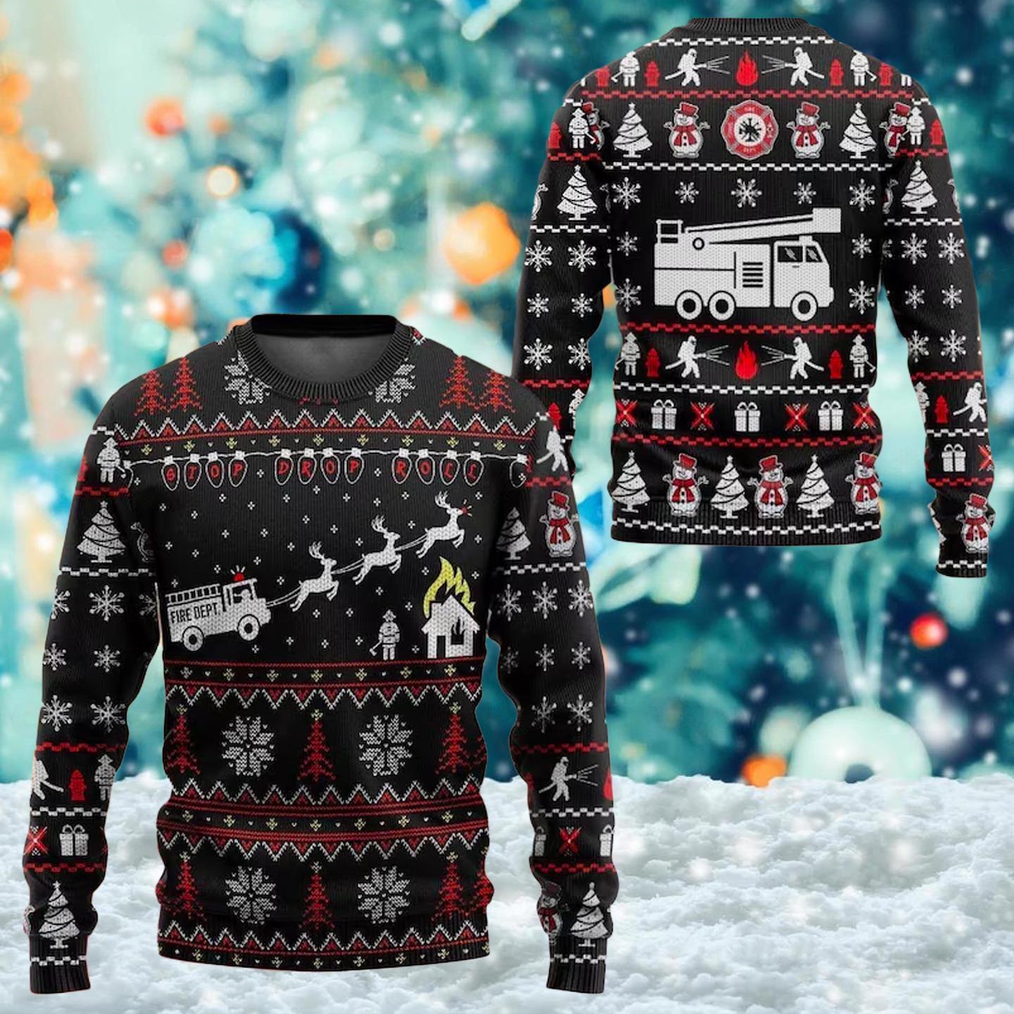 Discover Fireman Ugly Christmas Sweater, Fireman Sweater, Fire Truck Xmas Sweatshirt, Firefighter Hero Ugly Shirt, Christmas Gift For Men Women