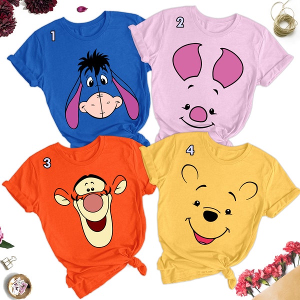 Winnie The Pooh Matching Shirt, Pooh Tigger Piglet Eeyore Family Trip Shirts, Halloween Costume For Family Group, Kid Friend Cosplay Shirt