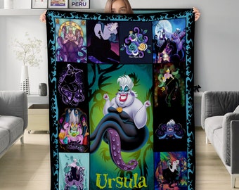 Personalized Octopus Villain Fleece Blanket, Custom Name Villain In Animated Movie Blanket, Magic Kingdom, Birthday Gift, Sofa Home Decor