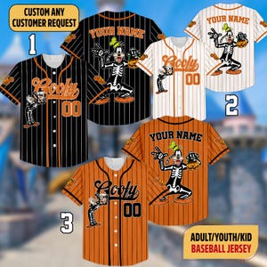 Custom Goofy Halloween Collection Baseball Jersey, Personalized Disney Halloween Baseball Team Jersey, Mickey Gift For Halloween Family