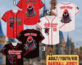 Personalized DN Spiderman Spiderverse Miles Morales Simple Baseball Jersey, Custom Spidey Jersey, Gifts For Spider Fan, Birthday Gifts