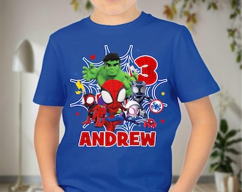 Personalized Spidey And Amazing Friends Birthday Shirt, Custom Disney Spider Hero Matching Family T-Shirt, Superhero Theme Kid Shirt RE