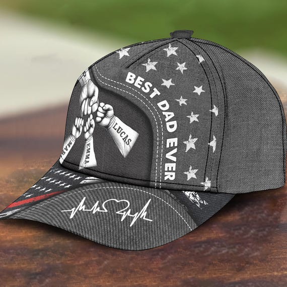 Personalized Best Dad Ever Hat Classic Cap, American Dad With Kid