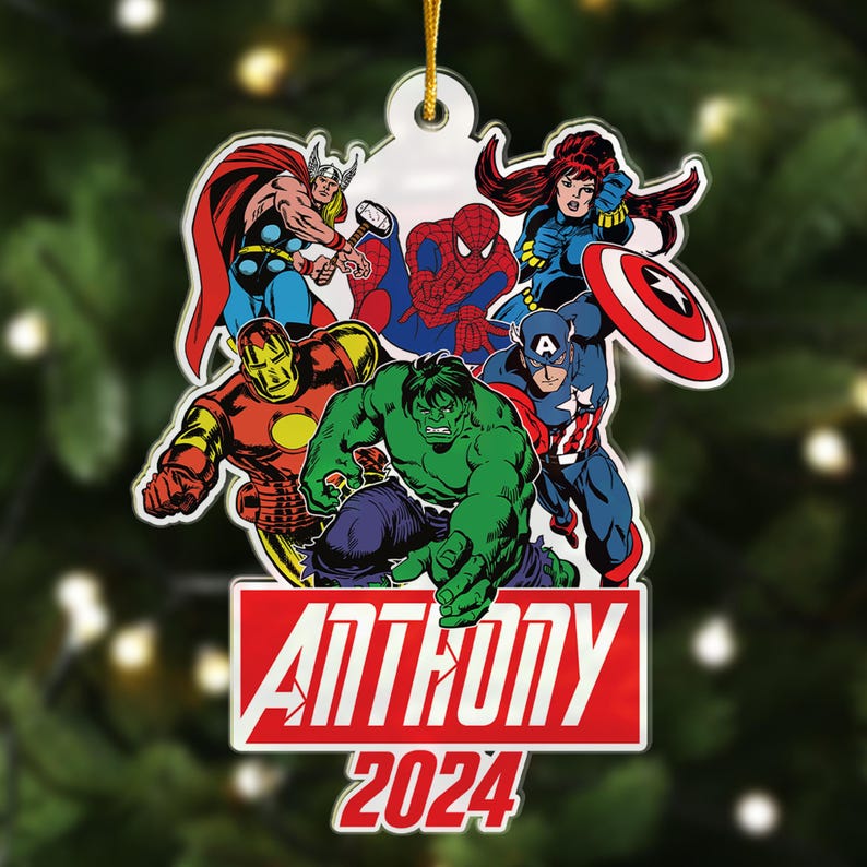 Personalized Ornament Superhero Group, Hero Characters Xmas Ornament
