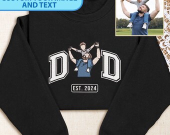 Personalized Embroidered Dad Shirt, Custom Photo Embroidered Father's Day T-Shirt, Father's Shirt Gift, Custom Embroidered Father's Day Gift