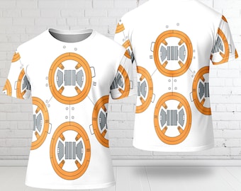 Chemise de costume de robot Star War BB-8, chemise imprimée personnage Star War, T-shirt de costume de cosplay de robot BB-8, T-shirt 3D de cosplay d'Halloween