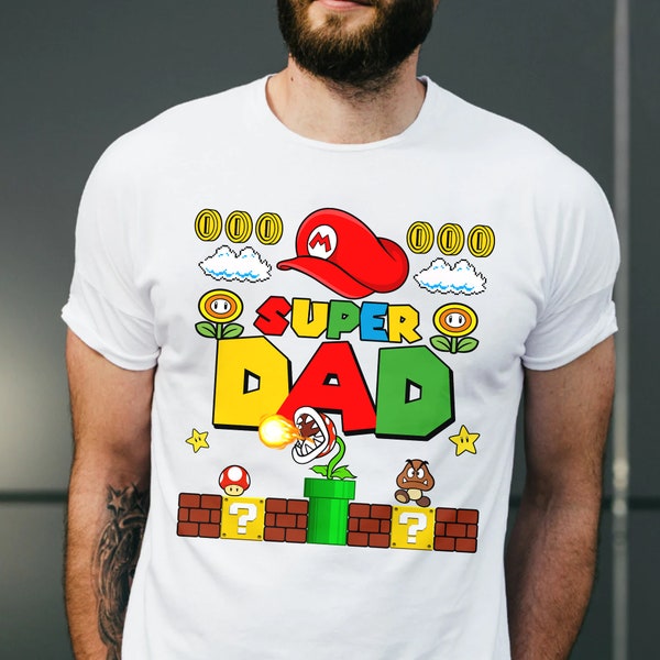 Custom Super Daddio Shirt, Super Papa Dad T-shirt For Father's Day, Dad Birthday Gift, Video Game Dad Tee, Gaming Family Matching Shirt RE