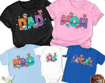 Camiseta personalizada con nombre de los personajes de SuperKitties, camiseta a juego para la familia de SuperKitties, camiseta grupal de la película Junior Cat Hero, regalo para niños de SuperKitties