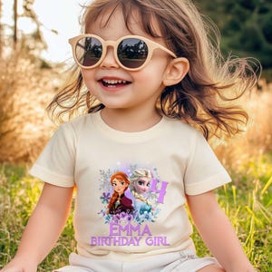 Personalized Frozen Family Birthday Shirt, Elsa Princess Birthday Girl Matching T-Shirt, Anna Frozen Movie shirt, Elsa Birthday Kid Tee immagine 3