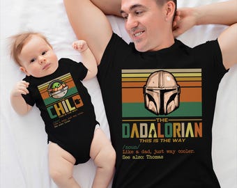Dadalorian and Child Matching Shirt, DN Star Wars Dad, Dadalorian Shirt, Dad and Son Set, Pregnancy Announce First Fathers Day Gift