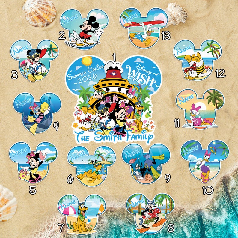 Personalized Mickey And Friends Summer Cruise 2025 Magnet, DN Cruise Door Magnet, Family Cruise Magnets, Cruise Ship Stateroom Decor image 3