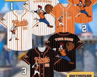 Custom Goofy Baseball Jersey, Mickey And Friends Family Matching Sports, Cute Birthday Gifts For Disney Fans, Disneyland Family Trip 2025