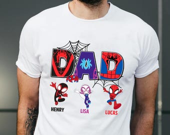Personalized Spidey Hero Dad T-Shirt, Custom Dad Spiderman Movie Matching Shirt, Funny Spider Hero Team Father's Day Birthday Gift