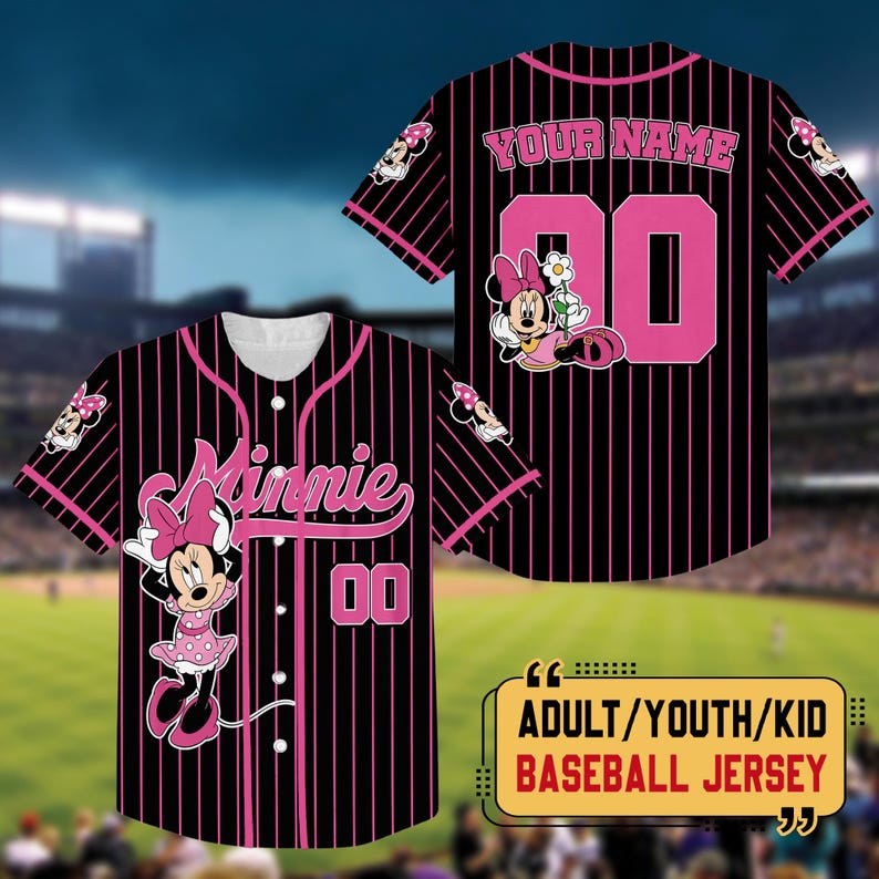 Minnie Baseball Personalized Minnie Baseball Jersey, Cute Minnie Matching Jersey ...