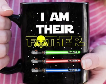 Personalized I Am Their Father Mug With Kid Name Mug, Funny Galaxy Dad Cup, Father's Day Gift, Daddy Birthday Mug, Dad And Kid Custom Mug RE