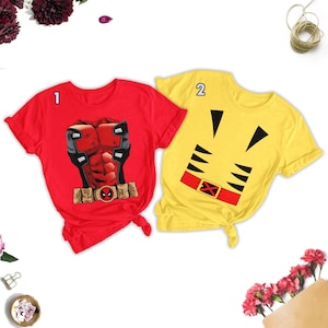 Funny Deadpool And Wolverine Halloween Costume Shirt, Superhero Family Group Shirt, Deadpool Cosplay Halloween Shirt, Wolverine Cosplay Tee