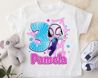Personalized Spidey Gwen Stacy Matching Family Birthday Shirt, Custom Disney Birthday Girl Character Birthday T-Shirt, Spidey Kid Tee RE