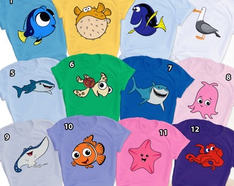 Finding Nemo Group Matching Shirt, Nemo Cartoon Character Halloween Costume Shirt, Fish Movie Birthday Family Shirt, Magic Kingdom Shirt