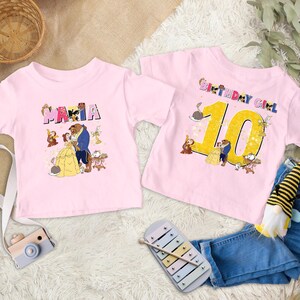 Personalized Beauty Princess And Beast Birthday Shirt, Princess Birthday Girl Gift For Daughter, Princess Theme Birthday Theme Tee RE