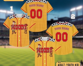 Personalized Woody Toy Story Baseball Jersey, Toy Story Jersey, DN Jersey, Gift for DN Fans, Matching DN Baseball Team Outfit