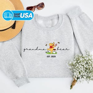 Personalized Grandma Bear Shirt, Custom Mama Comfort Colors T-Shirt,  Pooh Bear Gift For Nana, Winnie The Pooh Mothers Day Gift Shirt