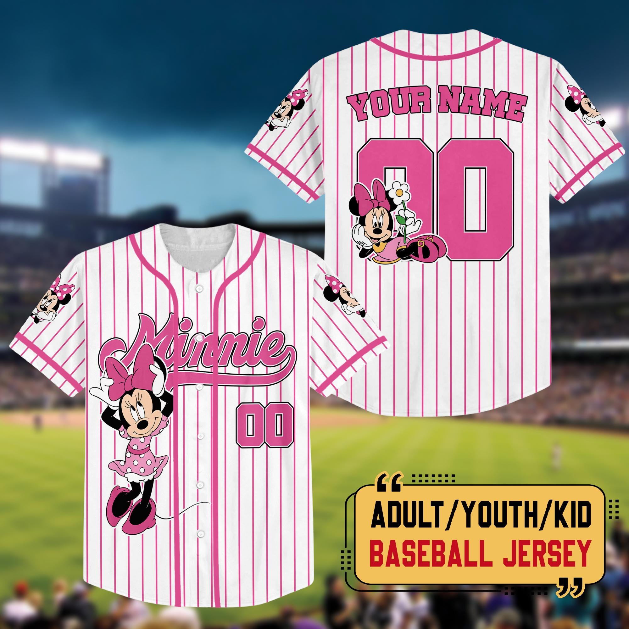 Minnie Baseball Personalized Minnie Baseball Jersey, Cute Minnie Matching Jersey ...