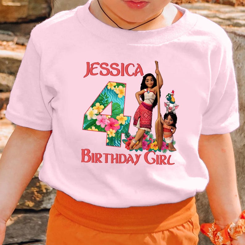 Personalized Moana 2 Birthday Family Shirts, Custom Princess Family Moana Matching T-Shirt, Island Birthday Girl Party Shirt, Moana Shirt image 3