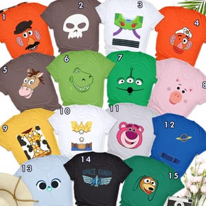 Custom Toy Movie Character Family Matching T-Shirt, Cowboy Astronaut Potato Alien Characters Group Matching Tee, Toy Halloween Costume