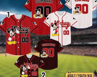 Personalized Mickey Mouse Baseball Jersey, Mickey Matching Jersey, Custom Disneyland Shirt, Birthday Baseball Team, Gift For Disney Fan