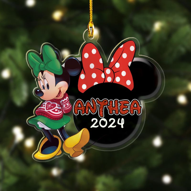 2024 Minnie Mouse Sitting On A Gift Ornament main image 1