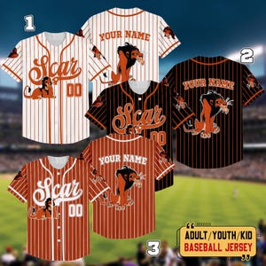 Personalized Disney The Lion King Scar Baseball Jersey, Custom Scar Lion Villains Jersey, Disney Men Gift, Disneyland Halloween Trip Shirt