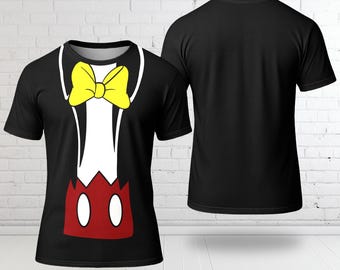 Mickey Mouse Costume T-Shirt, Mickey Mouse Cosplay Costume Tee, Mouse Character All Over Print Shirt, Halloween 3D T-Shirt, Costume 3D Tee