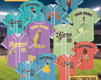 Personalized DN Princess Baseball Jersey, Custom Tiana Tinker Bell Ariel Jersey Team, DN Princess Shirt, Girl Trip Matching Outfit