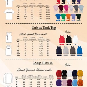 a women's t - shirt with different colors and sizes