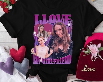 Camiseta personalizada con foto "Amo a mi novia", camiseta personalizada de San Valentín, regalo personalizado de San Valentín para novia, camiseta para novio