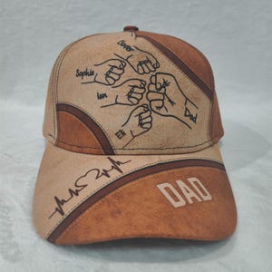 Personalized Fist Bump Daddy Grandpa Classic Cap, Father&#39;s Day Gift For Dad, Cap For Grandpa, Hat For Husband, Dad And Kid Name Cap