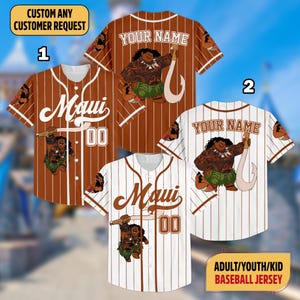 Custom Moana Maui Simple Stripe Jersey, Custom Disney Baseball Jersey, Disney Gift For Kids, Gift For Baseball Fans, Disneyland Jersey 2025