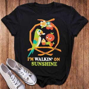 Orange Birds Walkin&#39; On Sunshine T-Shirt, Epcot Flower And Garden Festival 2024 Trip Tee, Orange Bird Mascot Bird Shirt, Magic Kingdom Shirt