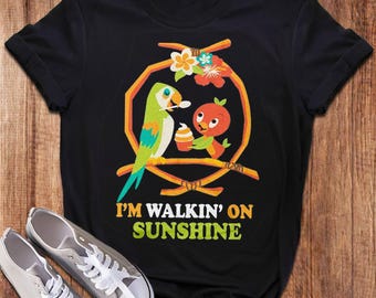 Orange Birds Walkin' On Sunshine T-Shirt, Epcot Flower And Garden Festival 2024 Trip Tee, Orange Bird Mascot Bird Shirt, Magic Kingdom Shirt