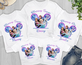 Personalized Elsa Anna Birthday Shirt, Custom Frozen Family Party Matching Shirts, Princess Birthday Girl Theme Outfit, Christmas Gift RE