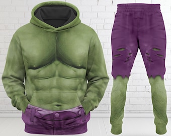 The Incredible Hulk Costume Hoodie, Green Hulk Jogger Pants 