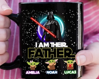 Personalized I Am Their Father Coffee Mug, Galaxy Dad With Kid Name, Star Hero Travel Mug, Happy Father's Day Cup, Birthday Gift For Dad RE