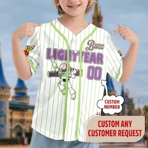Custom Toy Story Buzz Lightyear Baseball Jersey, Magic Kingdom Trip Baseball Jersey Outfits For Kid Adult, Toy Story Gift For Sport Team Tee image 3